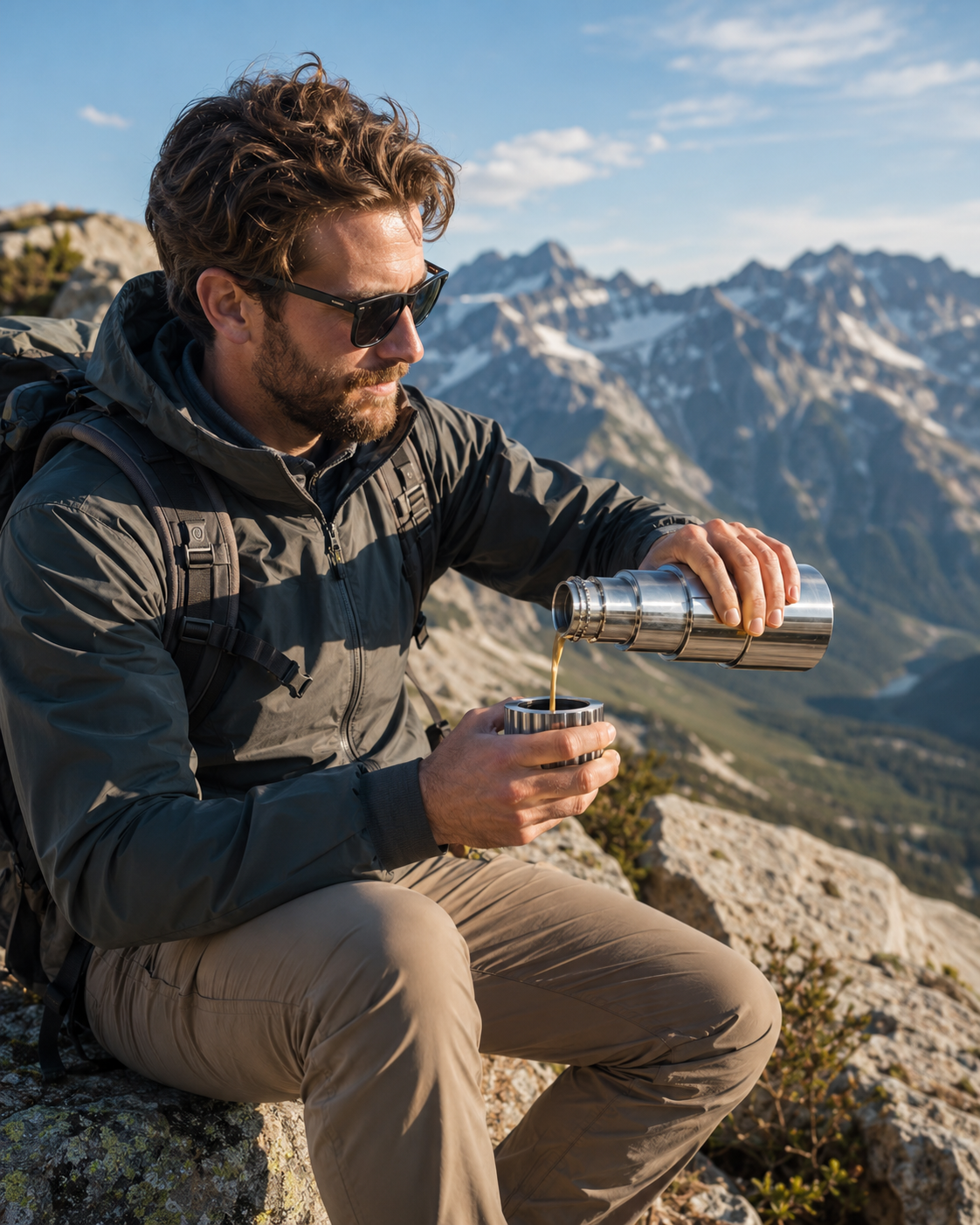 Ergon Flask poured on a mountain summit